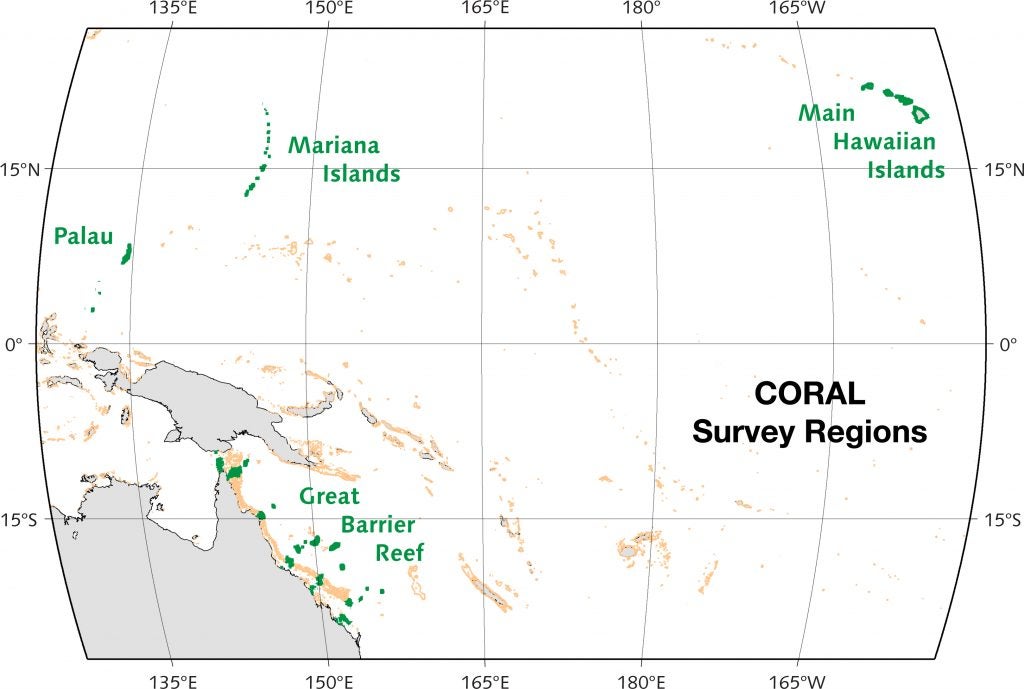 Map of CORAL survey regions