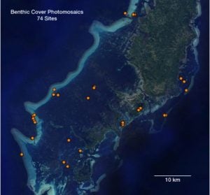 Map of benthic cover survey sites in Palau