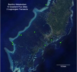 Map of benthic metabolism survey sites in Palau