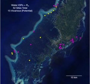 Map of reef optics sites in Palau